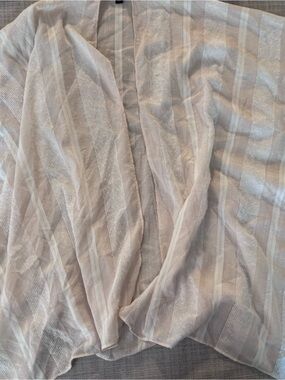 Ann Taylor Factory One Size Ivory Striped Open Front Kimono Cardigan Wrap